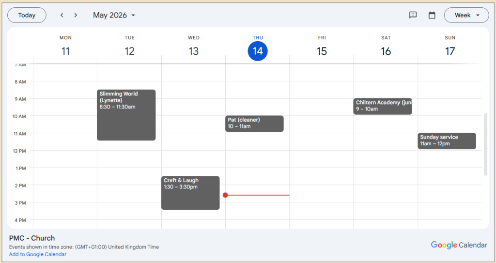 Chapel calendar