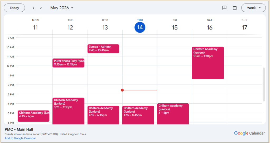 Main Hall calendar